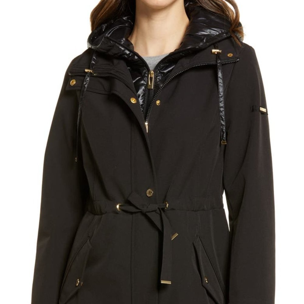 Via Spiga Water Repellent Coat with Quilted Hooded Liner